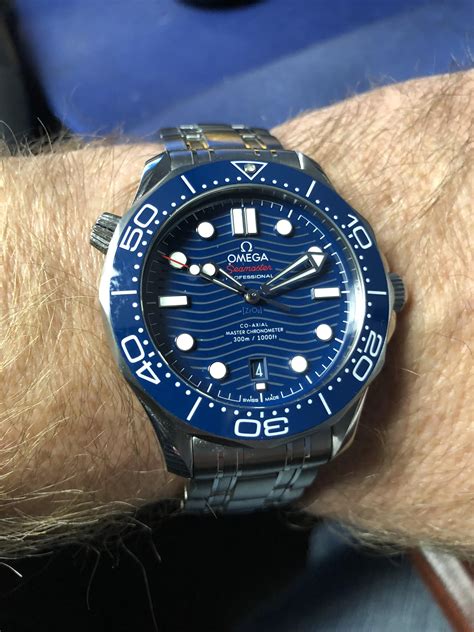 omega seamaster bleu|Omega Seamaster blue face.